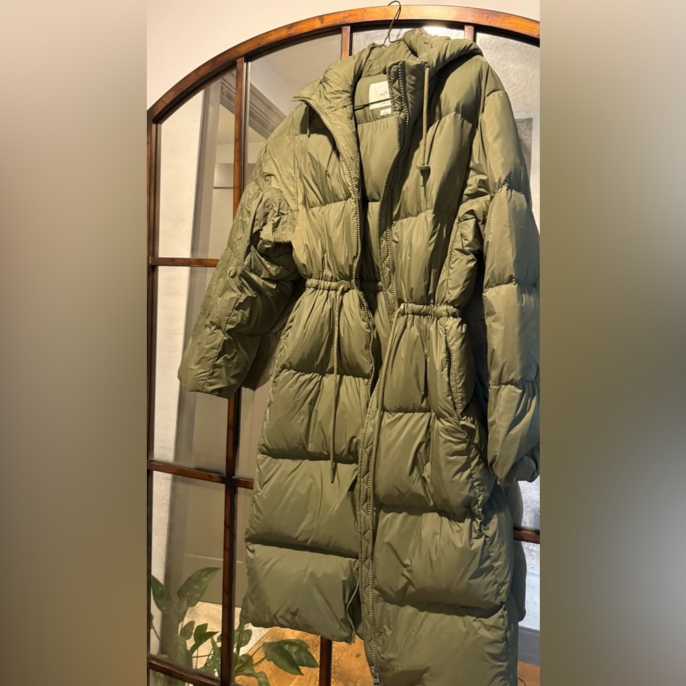 The Laramie Long Puffer Olive Green Puffer Coat